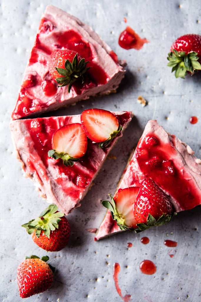 Vegan Strawberry Ripple Almond Cheesecake