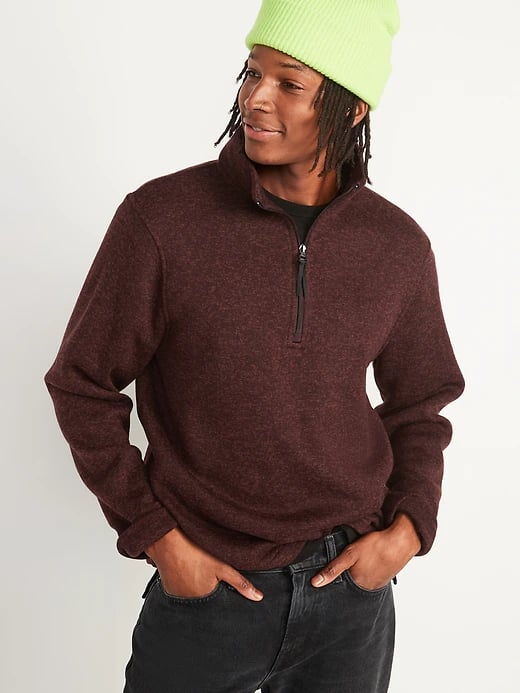 老海军Sweater-Fleece Mock-Neck Quarter-Zip运动衫