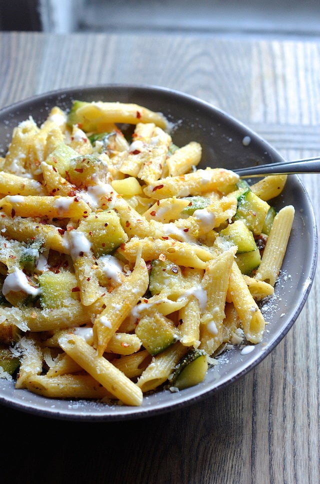 Penne With Zucchini and Yogurt Cream Sauce Unusual Pasta Dishes POPSUGAR Food Photo 2