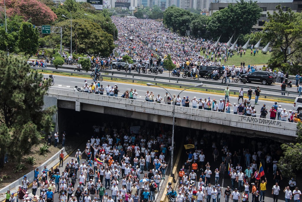 Opposition protesters on April 19, 2017.