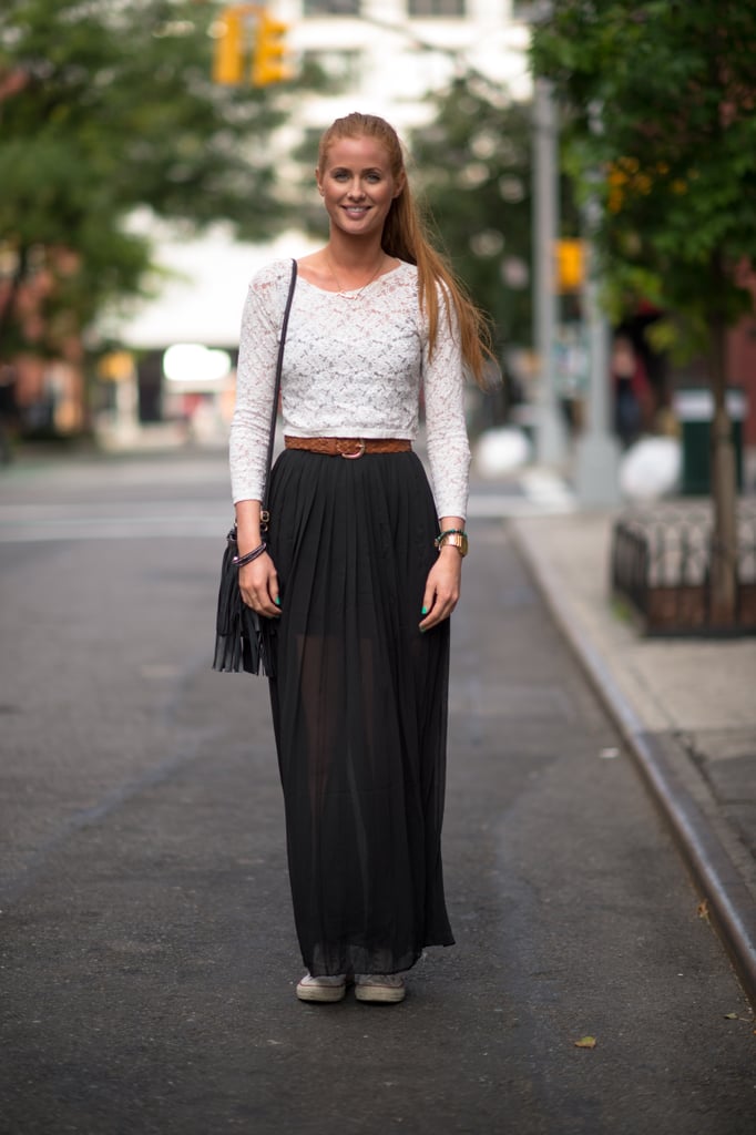 Lace, sheer, and Converse played perfectly together to outfit a feminine twist on everyday street style.
Lace, sheer, and Converse played perfectly together to outfit a feminine twist on everyday street style.