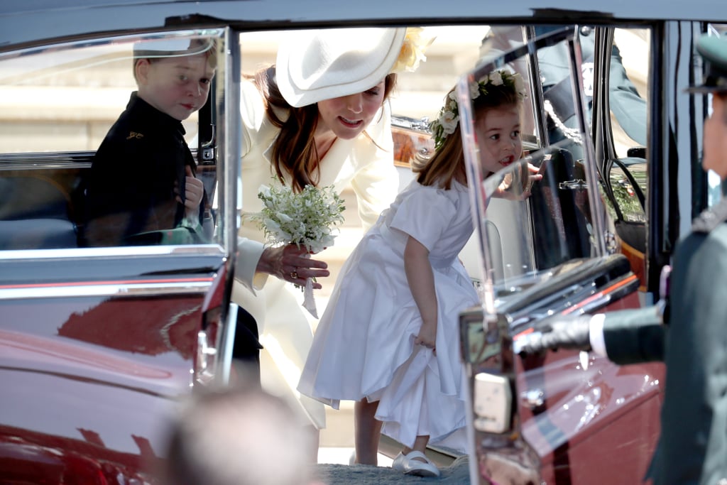 Princess Charlotte and Prince George travelled in the back seat without seatbelts or car seats after the wedding of Prince Harry and Meghan Markle at Windsor Castle in 2018.