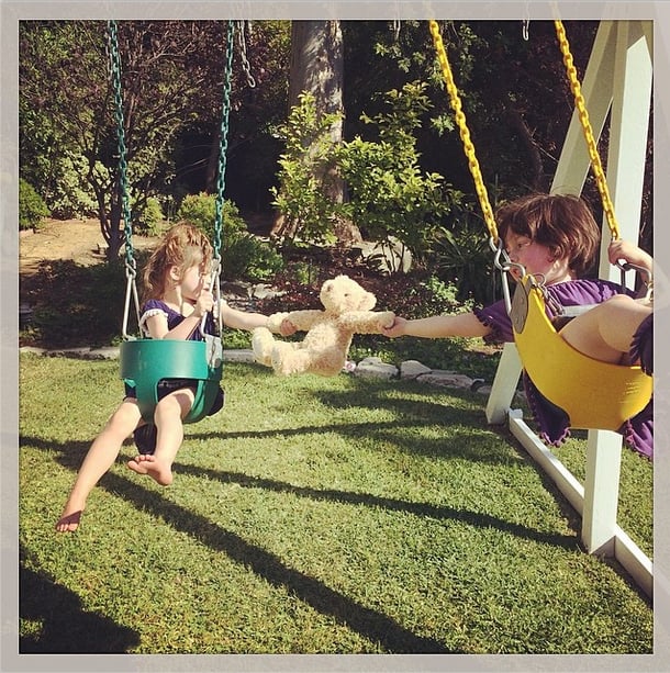 Harper Smith and her friend Simone Masterson couldn't bear to let go of their friend during a swinging session.
Source: Instagram user tathiessen