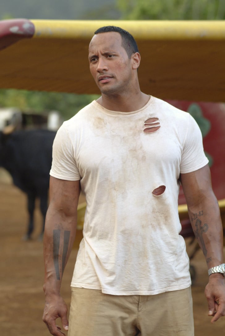 dwayne johnson in black shirt
