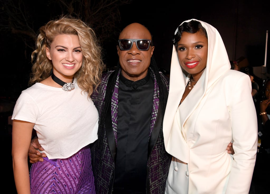 Pictured: Tori Kelly, Stevie Wonder, and Jennifer Hudson