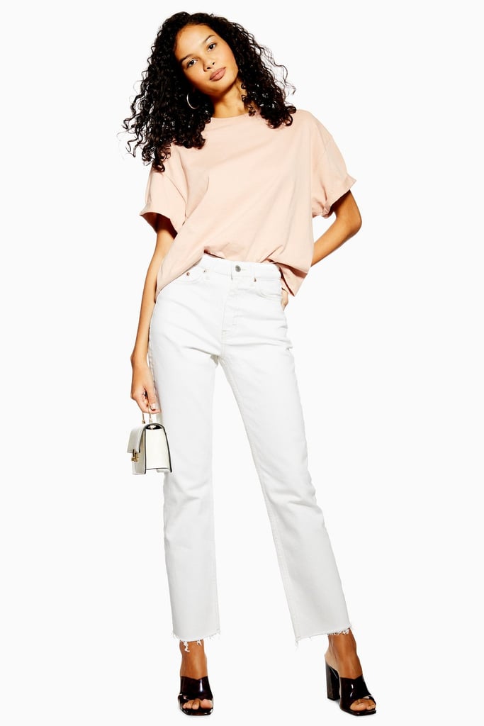 Topshop Off-White Straight Jeans