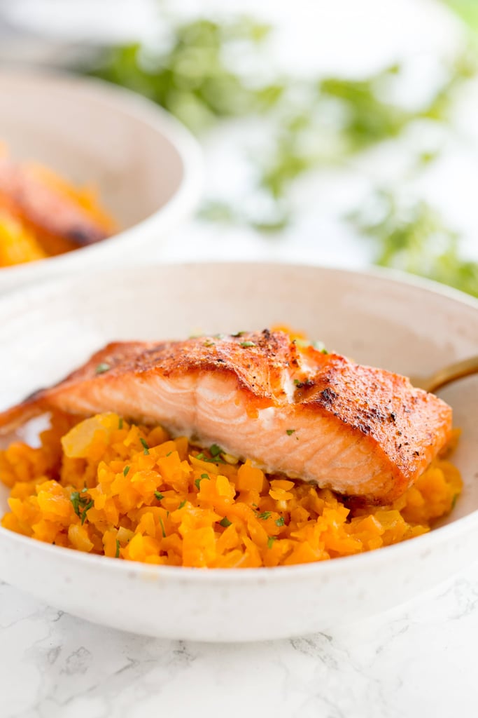 Butternut Squash Risotto With Crispy Salmon