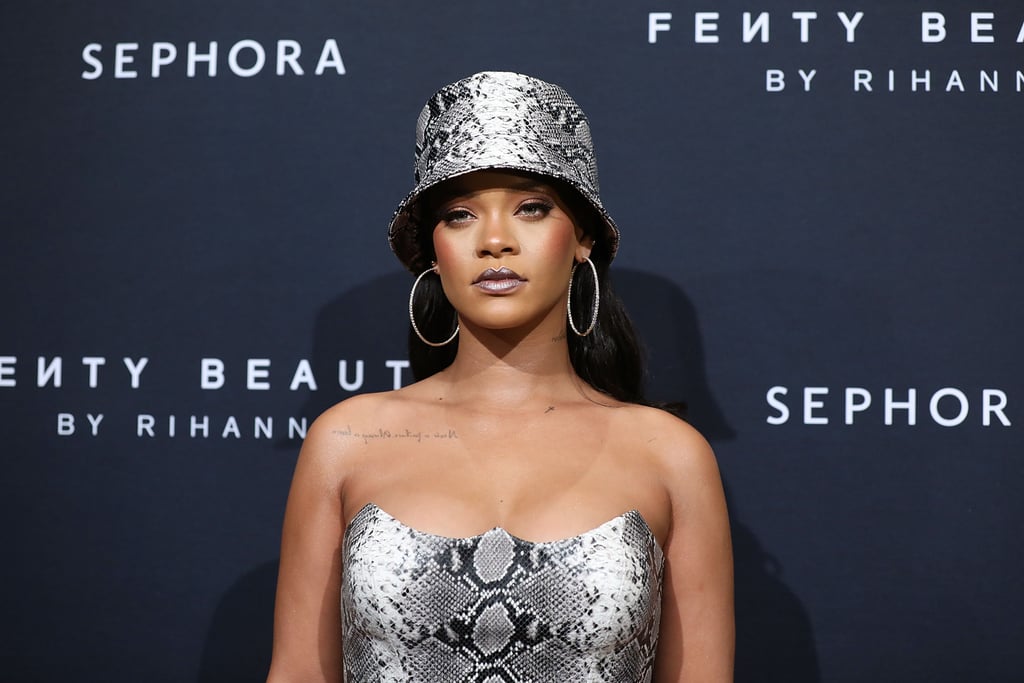 Rihanna Snakeskin Versace Look at Fenty Beauty Event 2018