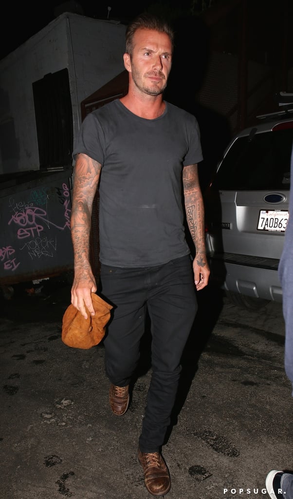 On Wednesday, David Beckham opted for a casual look to grab dinner with Gordon Ramsay in LA.