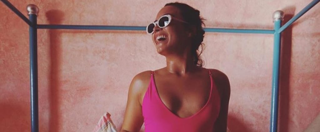 Demi Lovato Pink One Piece Swimsuit