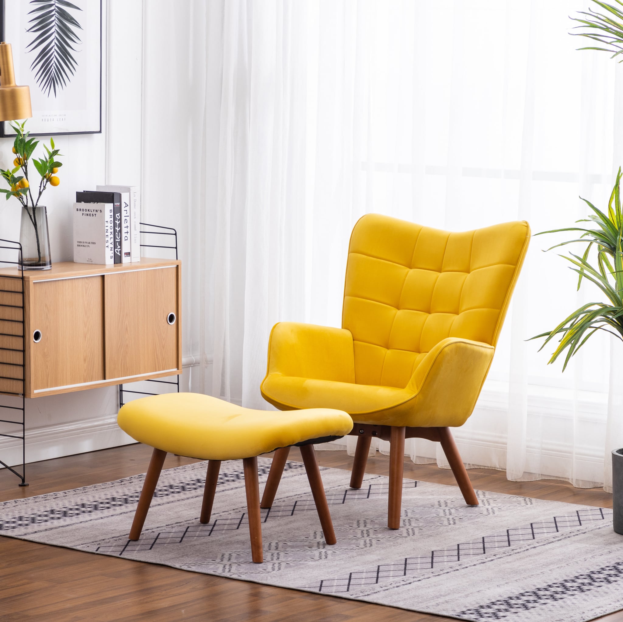 zena silky velvet armchair and ottoman  the best furniture