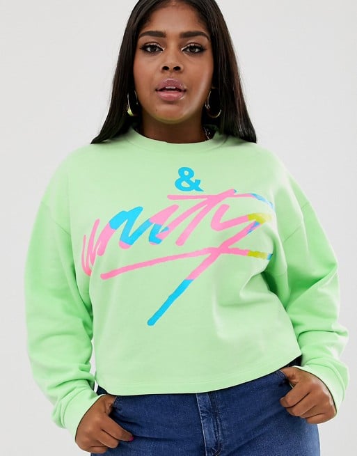 ASOS DESIGN x glaad Curve cropped sweatshirt with tour print