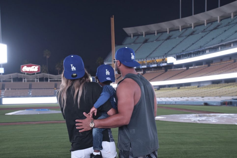 Ciara With Russell Wilson and Son at LA Dodgers Game