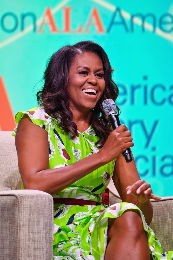 Michelle Obama Green Printed Dress June 2018