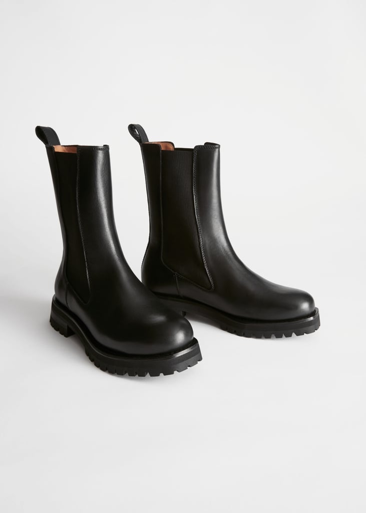 Chunky Sole Leather Chelsea Boots