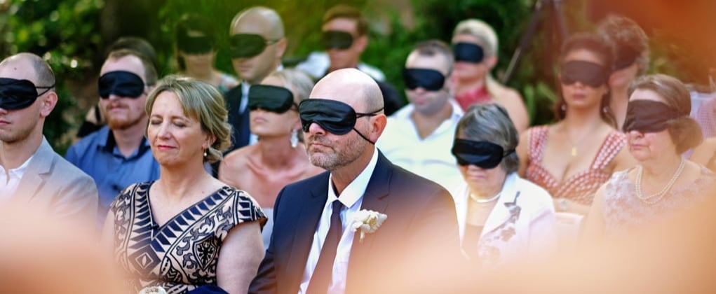 Groom Blindfolds Wedding Guests For Blind Wife