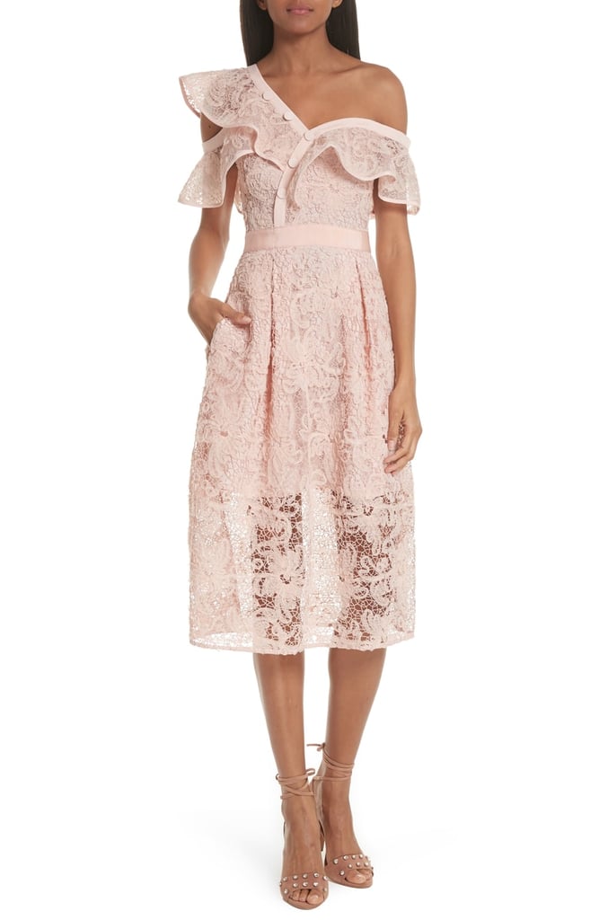 Lace Shoulder Cutout Midi Dress