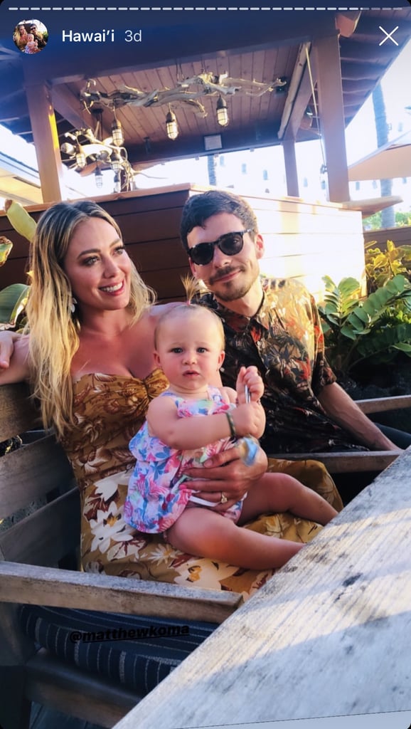 Hilary Duff and Matthew Koma sure know how to do family vacations right! After recently spending a week in Hawaii without using social media, the newly engaged couple gave fans an inside look at their trip on Instagram Stories on Tuesday, and well, we've officially caught a case of the travel bug. Hilary and Matthew brought their almost 10-month-old daughter Banks, as well as Hilary's 7-year-old son Luca (who she shares with ex-husband Mike Comrie) along for the sunny trip. Their family and friends were also in Hawaii, where they played with an eagle ray, took in the gorgeous sunsets, and enjoyed time on the beach. Like many parents can attest to, it was all fun and games until it was time for their difficult plane ride back with the baby, as Hilary shared.
Hilary and Matthew got engaged in May after dating for almost three years. They welcomed their first child together, Banks Violet, in October 2018, and have filled our feeds with plenty of adorable photos of their blended family since. Read on to see photos from Hilary and Matthew's family vacation in Hawaii, and prepare to melt.

    Related:

            
            
                                    
                            

            Every Sexy Picture We Could Find of Hilary Duff to Prove She Just Keeps Getting More Beautiful