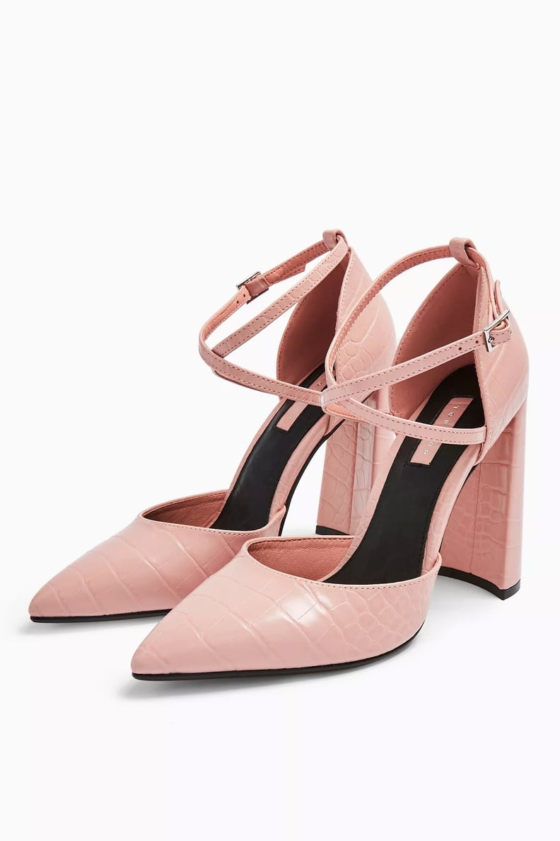 Topshop Grape Pink Flared Heeled Shoes