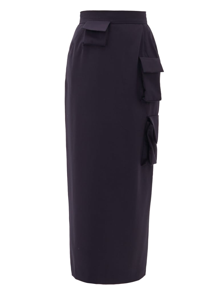 Natasha Zinko Cargo-Pocket Wool Midi Pencil Skirt