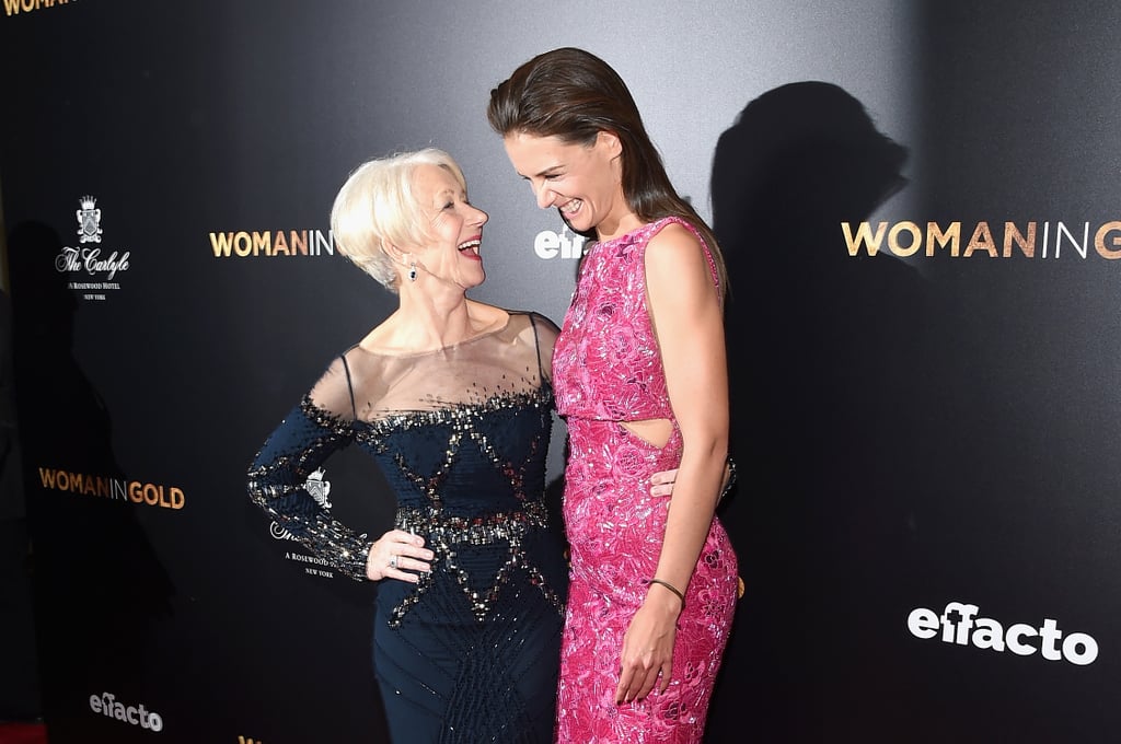 Helen Mirren had Katie Holmes cracking up at the Woman in Gold premiere in NYC on Monday.