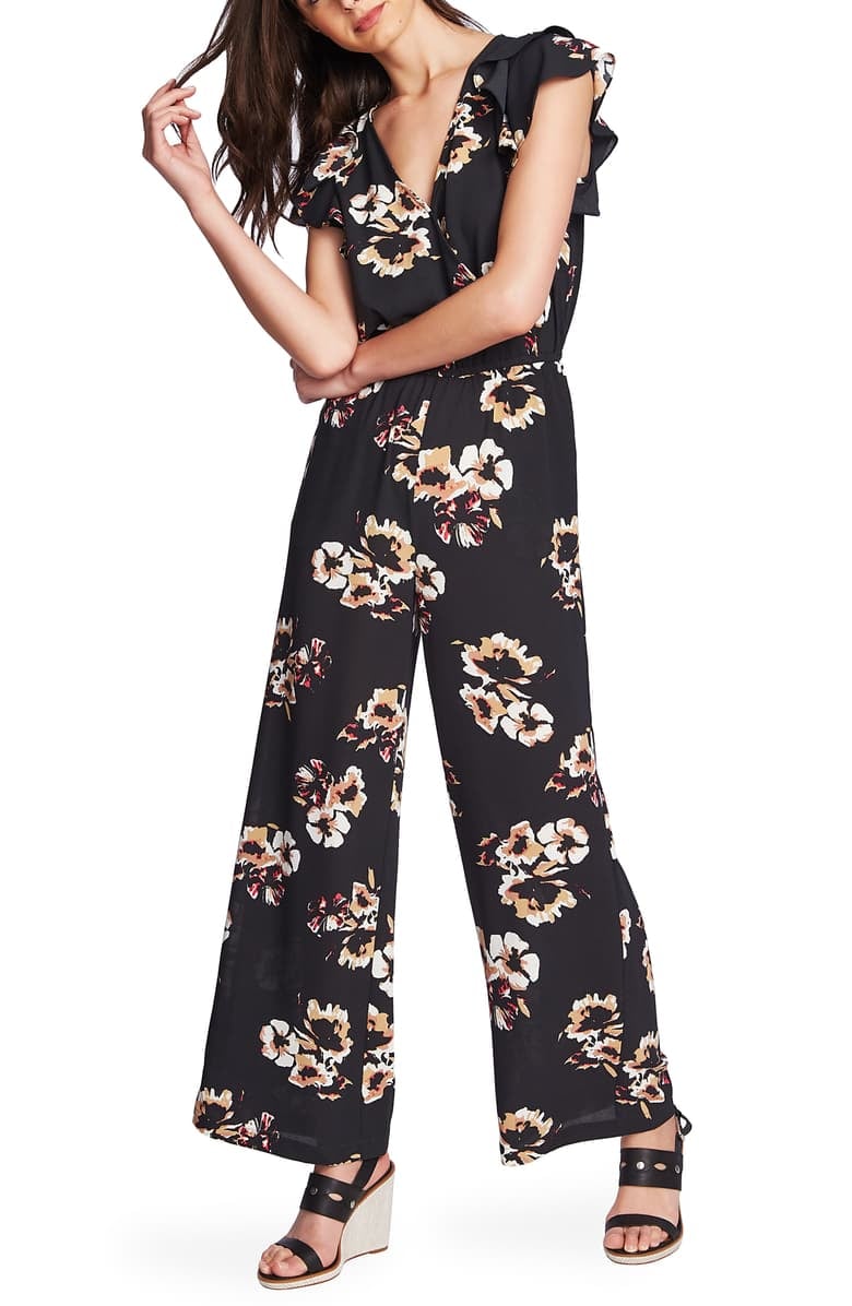 1.State Mirage Wrap Front Flounce Sleeve Jumpsuit