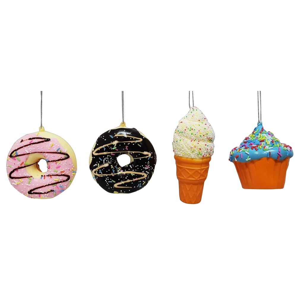 4ct Jingle City Donuts Cupcake and Ice Cream Christmas Ornament Set