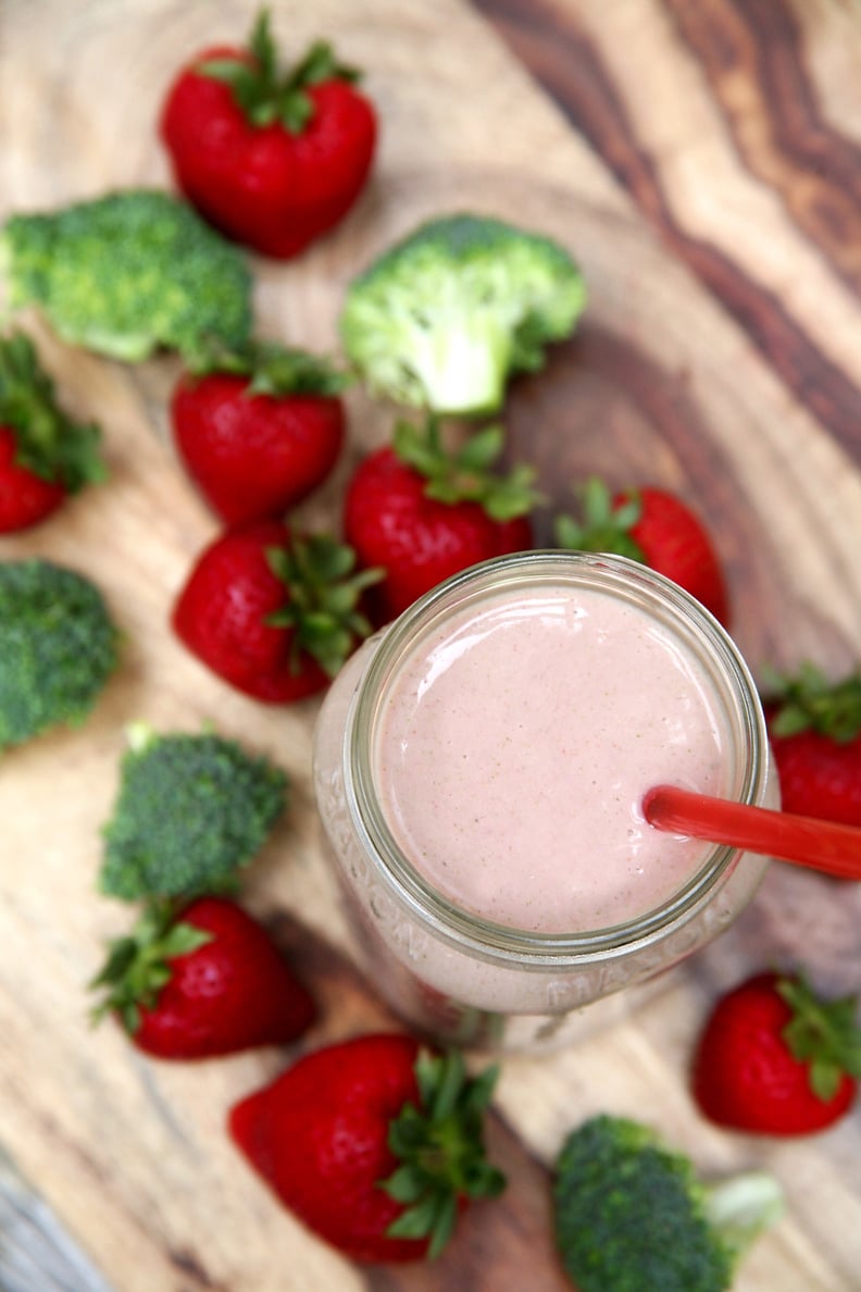 Strawberry Peanut Butter Broccoli Smoothie