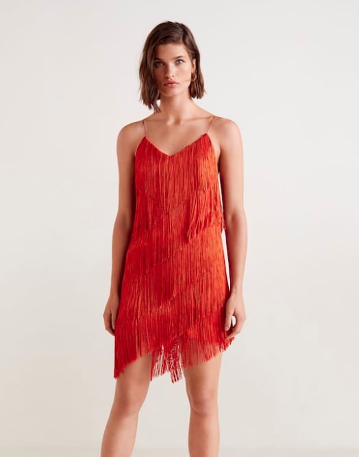 Mango Orange Fringe Dress