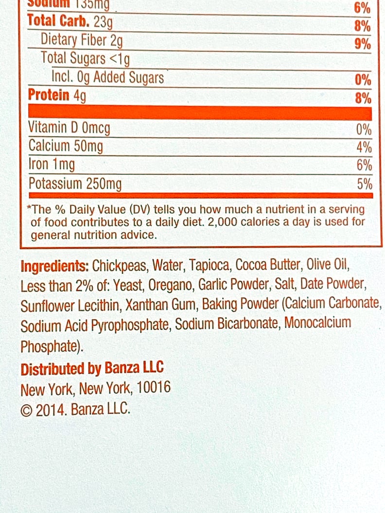 Banza Pizza Crust Ingredients