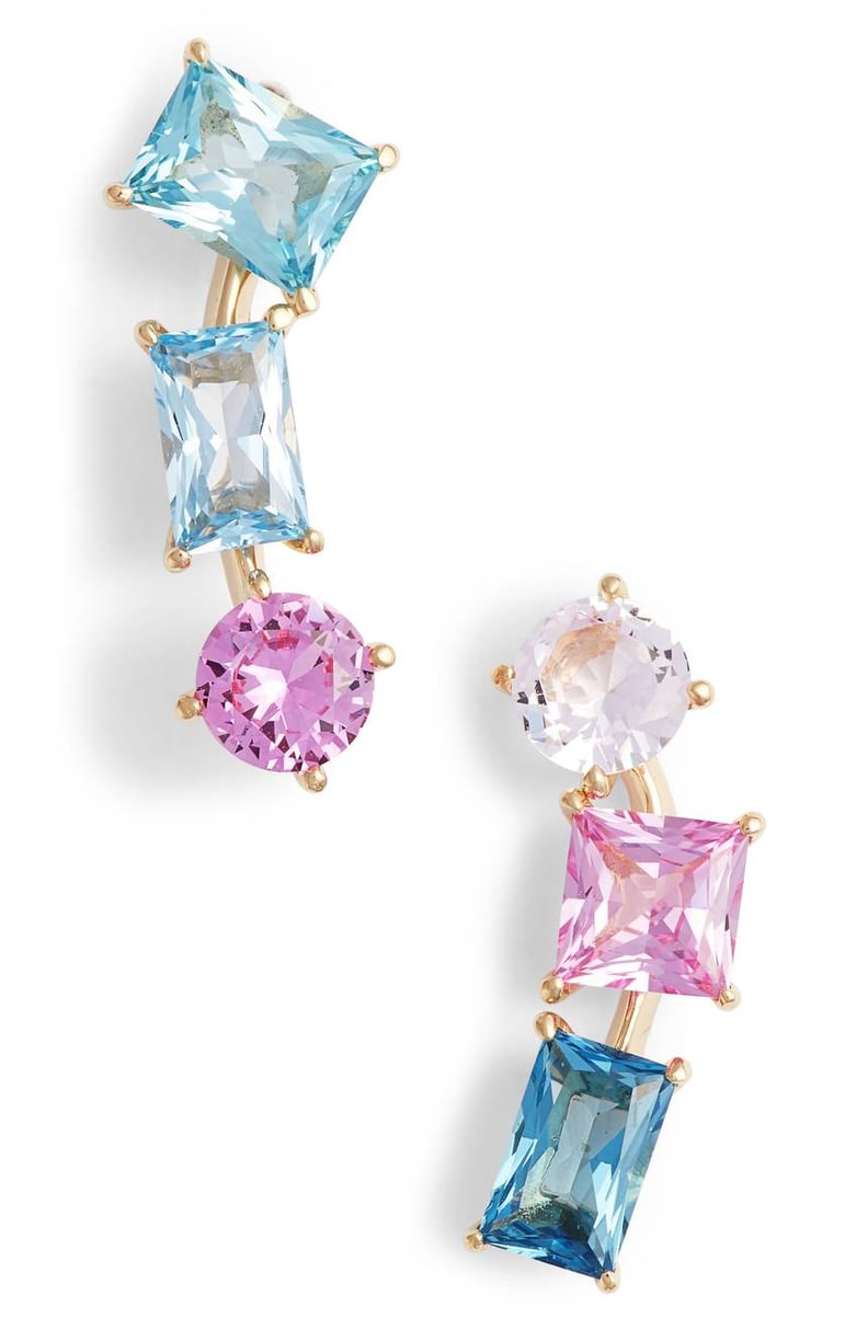 Nadri Mismatched Crystal Drop Earrings