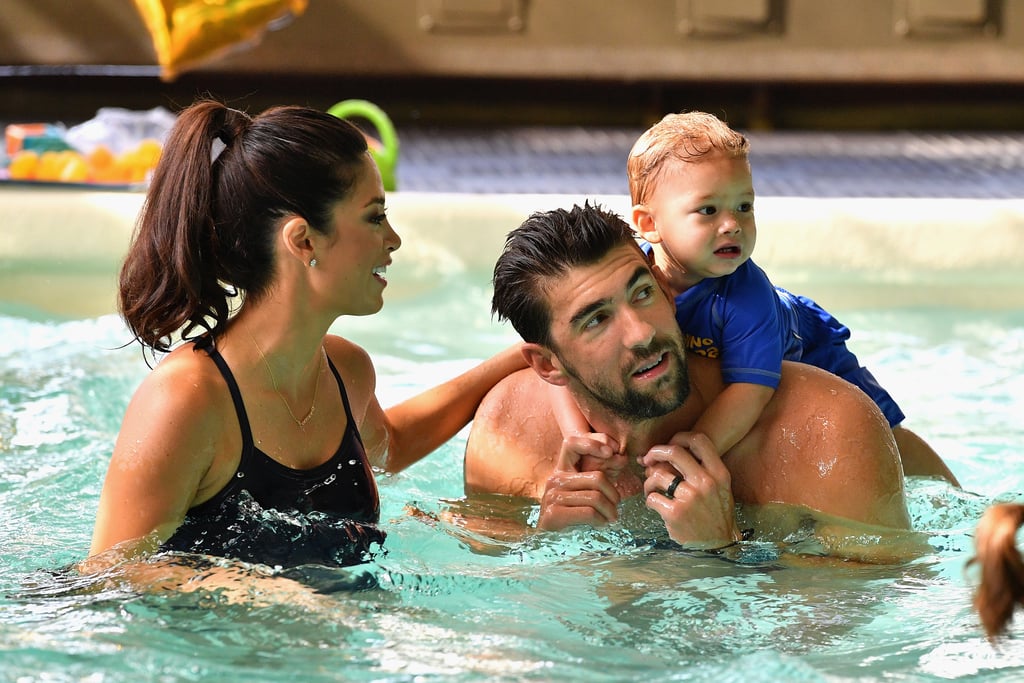 Michael Phelps Swimming With Son Boomer August 2017