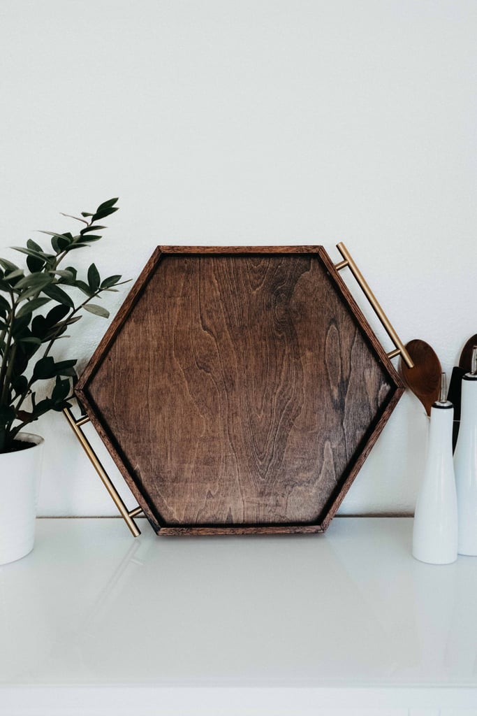 For the Host: Large Wooden Hexagon Serving Tray