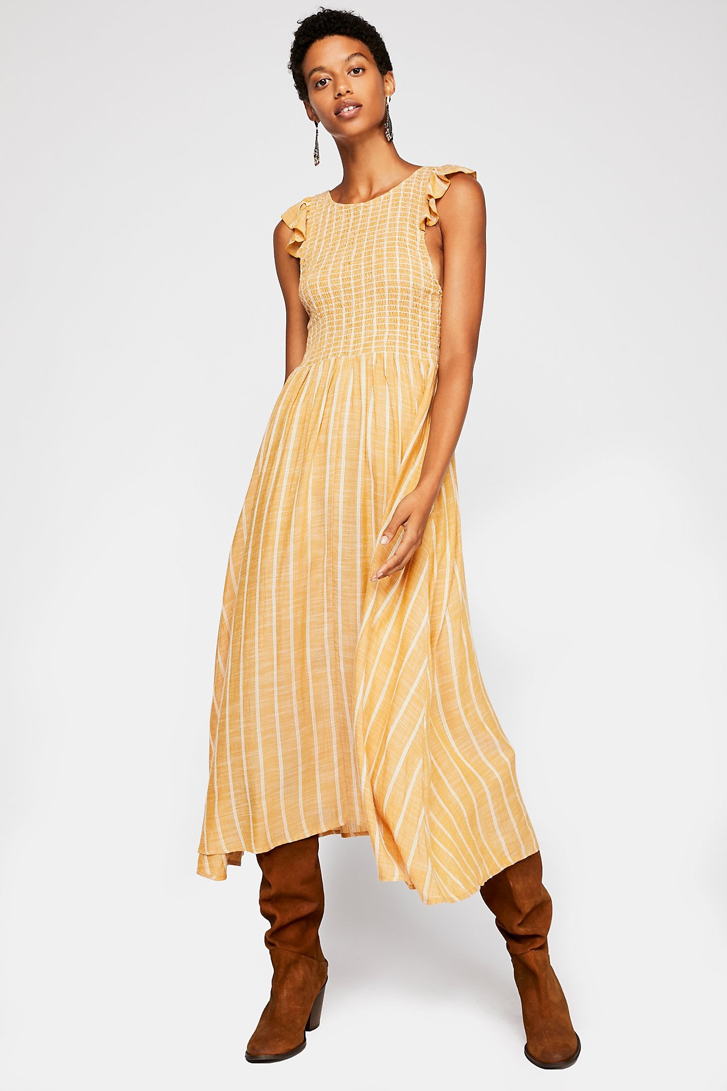 Chambray butterflies midi on sale dress