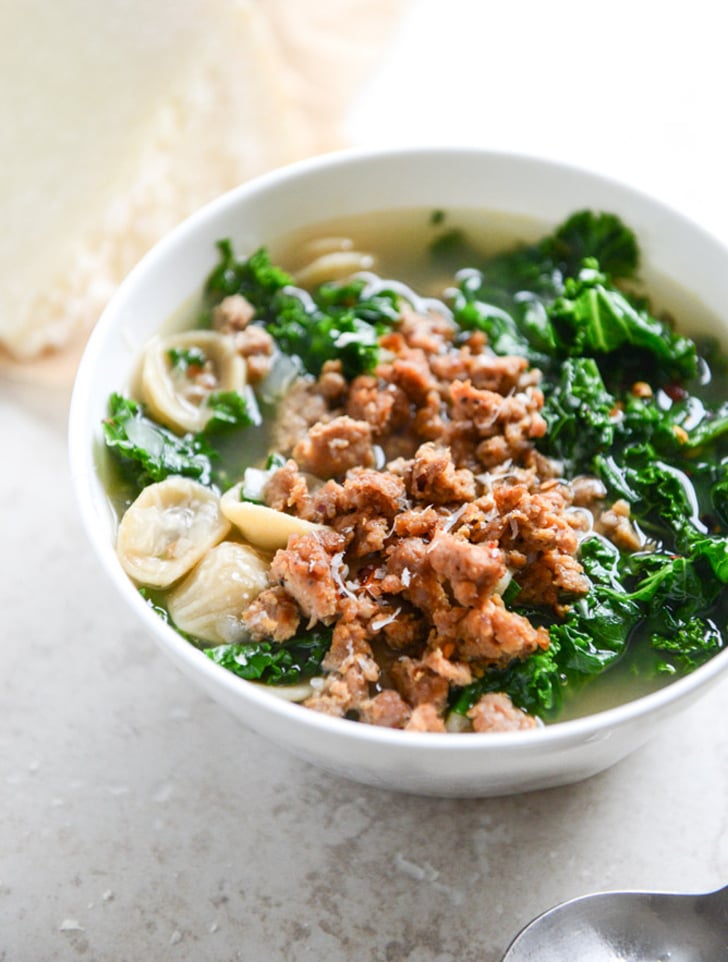 Spicy Sausage, Kale, and Orecchiette Soup