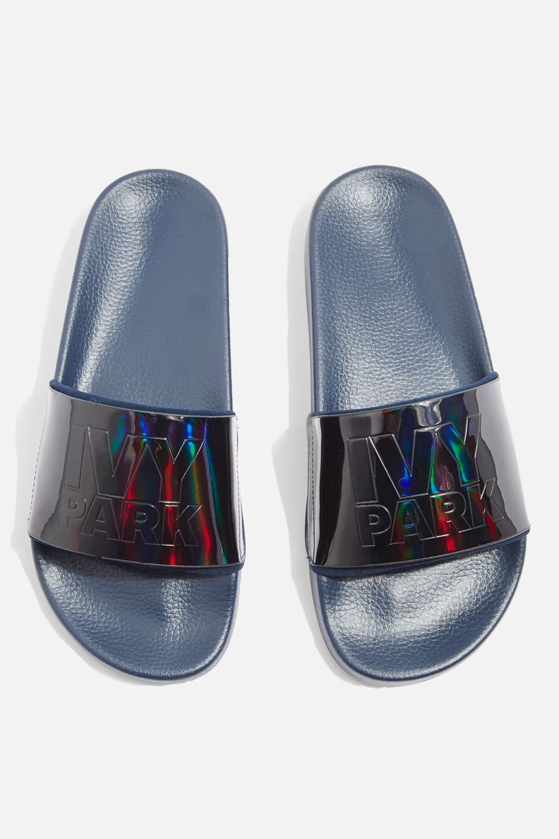 Ivy Park Metallic Sliders