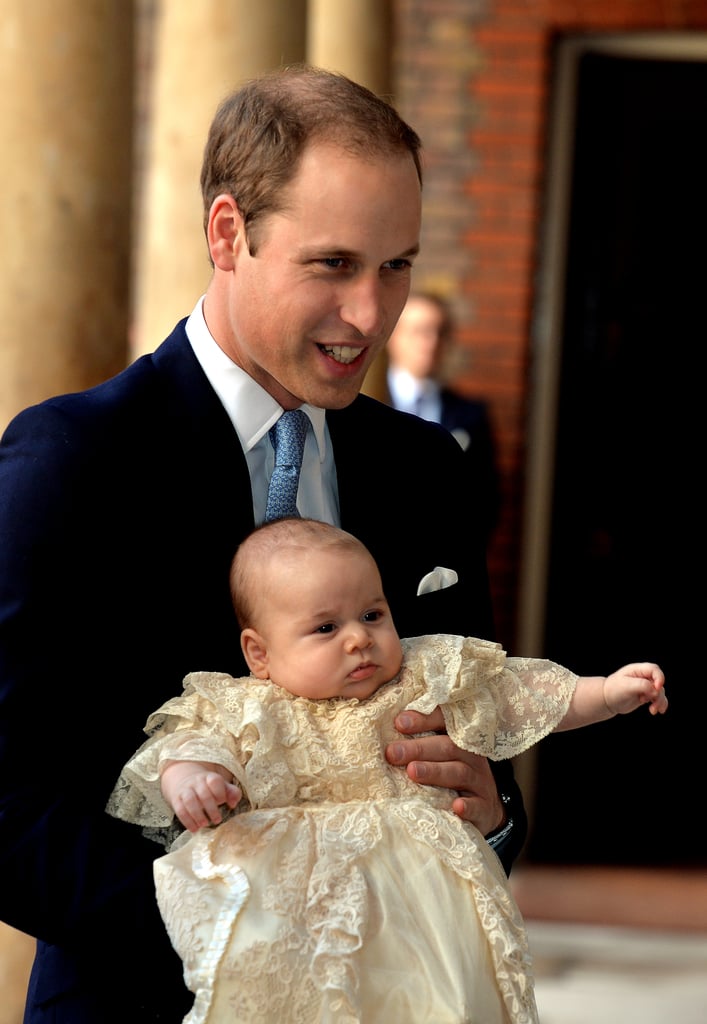 William was proudly outshone by his dapper baby boy at his christening.