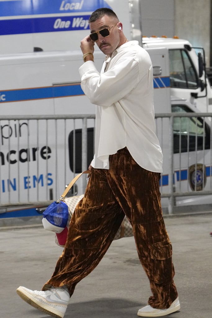 Travis Kelce's Crushed-Velvet Pants in Minnesota