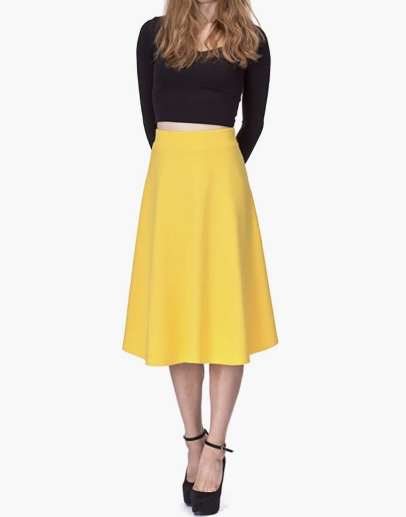 Dani's Choice Everyday High Waist A-line Flared Skater Midi Skirt