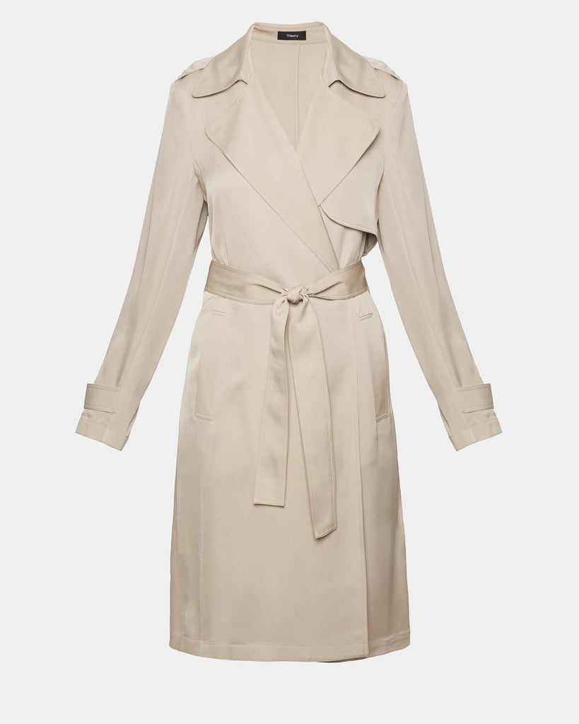 Theory Silk Trench Coat Rihanna Trench Dress at Fenty Beauty Event