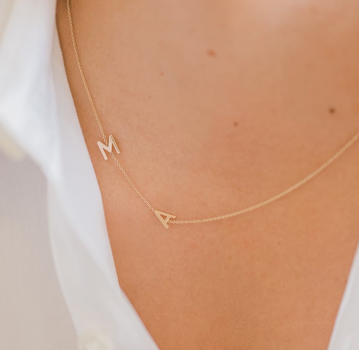 Sideways multiple initial necklace top