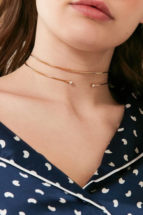 Urban Outfitters Double Wire Cubic Zirconia Choker Necklace