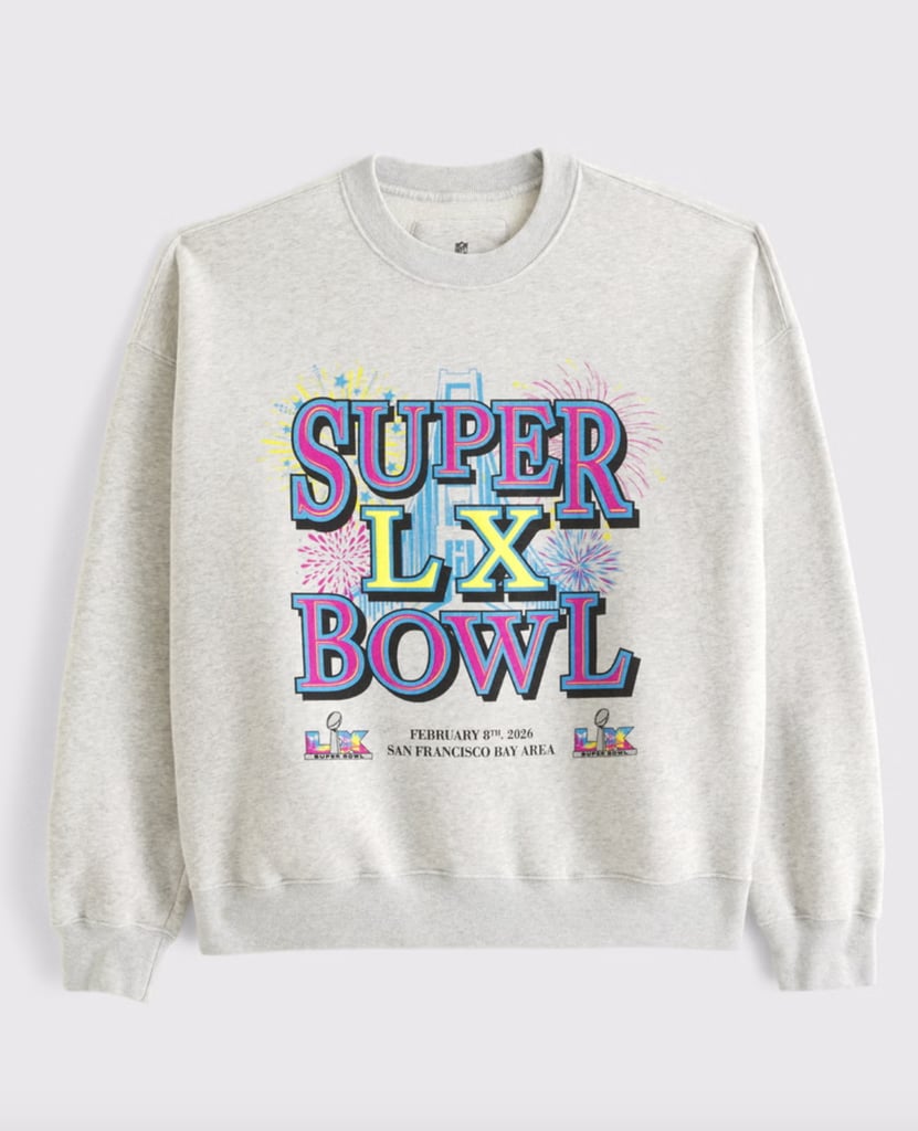 Abercrombie Super Bowl Graphic Crew Sweatshirt ($80)
If you're not choosing sides this Super Bowl Sunday — we completely understand. Keep it neutral with this Super Bowl LX graphic sweatshirt. It's super relaxed, especially when paired with jeans, sweatpants, or leggings (chances are, it'll be cold wherever you're at).