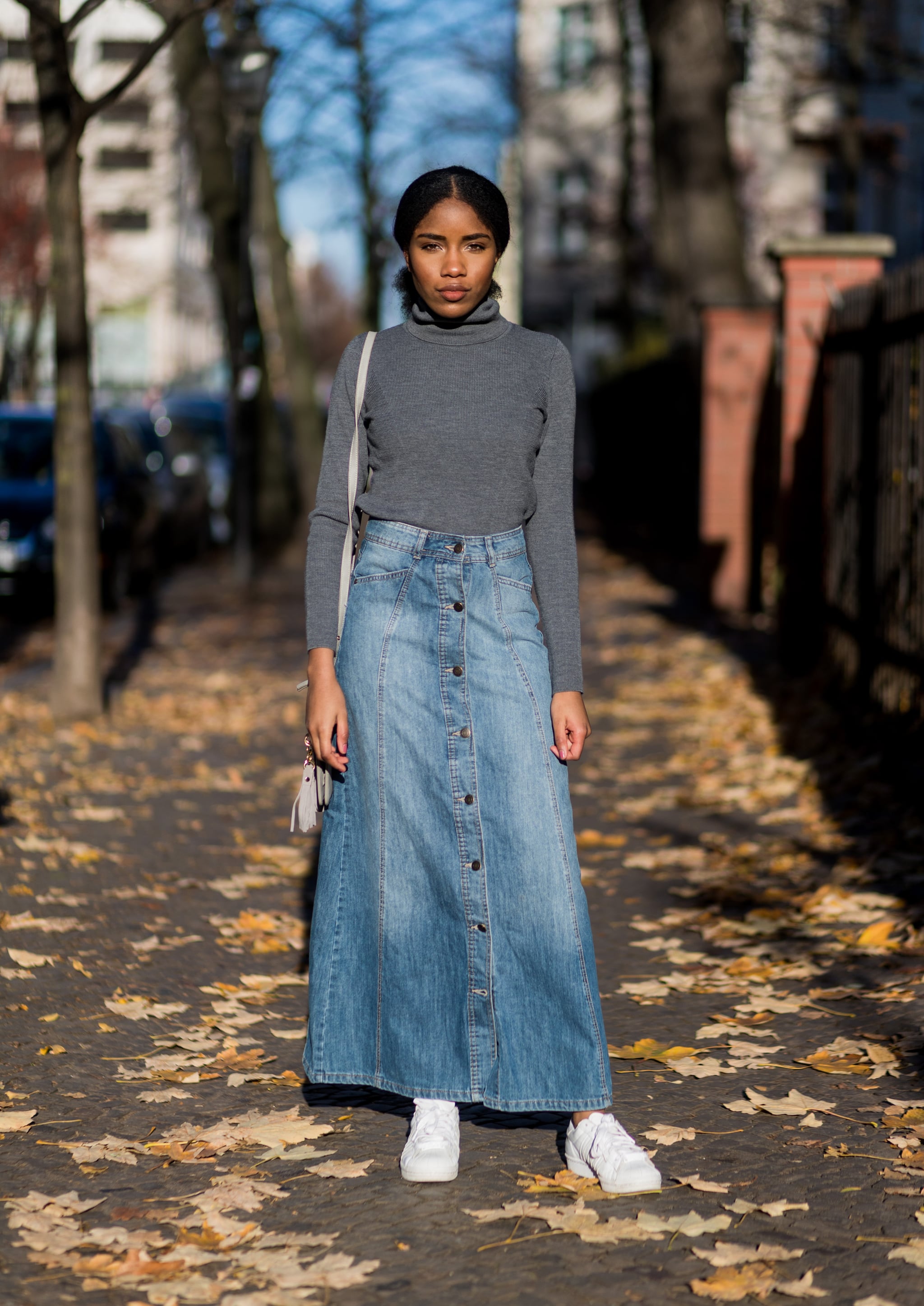 How to Wear a Denim Skirt For Fall | POPSUGAR Fashion