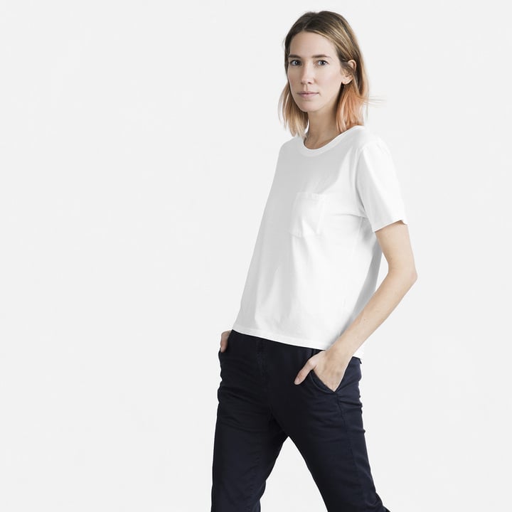 You know how every white T-shirt is so see-through that it's almost pointless to even wear a shirt? Everlane's options aren't like that. They're thick enough and offer plenty of coverage, so I'm currently swapping out some basics with this box-cut style ($18).

— SS