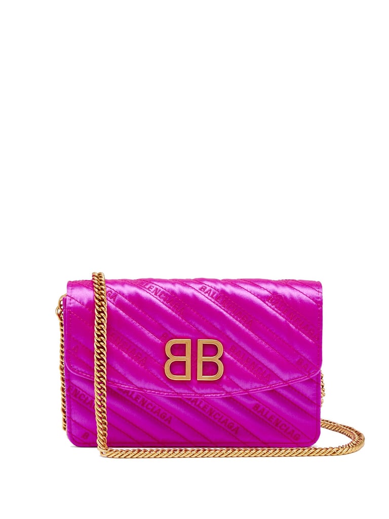 Balenciaga BB Logo-Embroidered Satin Clutch | Miley Cyrus Pink Chanel ...