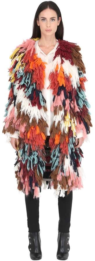 Chloé Wool & Silk Multicolor Yarn Coat