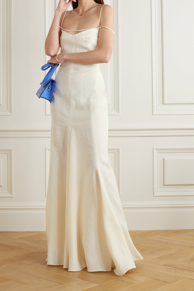 Jacquemus Cream Open-back Cutout Linen Gown