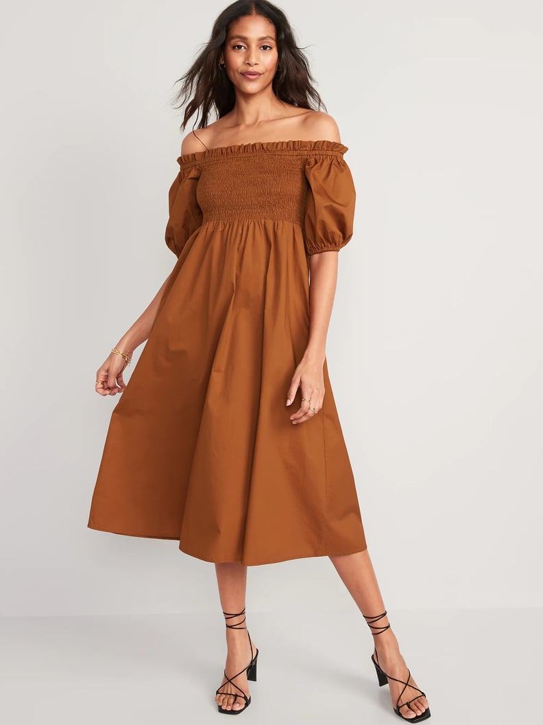 An Off-the-Shoulder Dress: Old Navy Smocked Cotton-Poplin Midi Dress