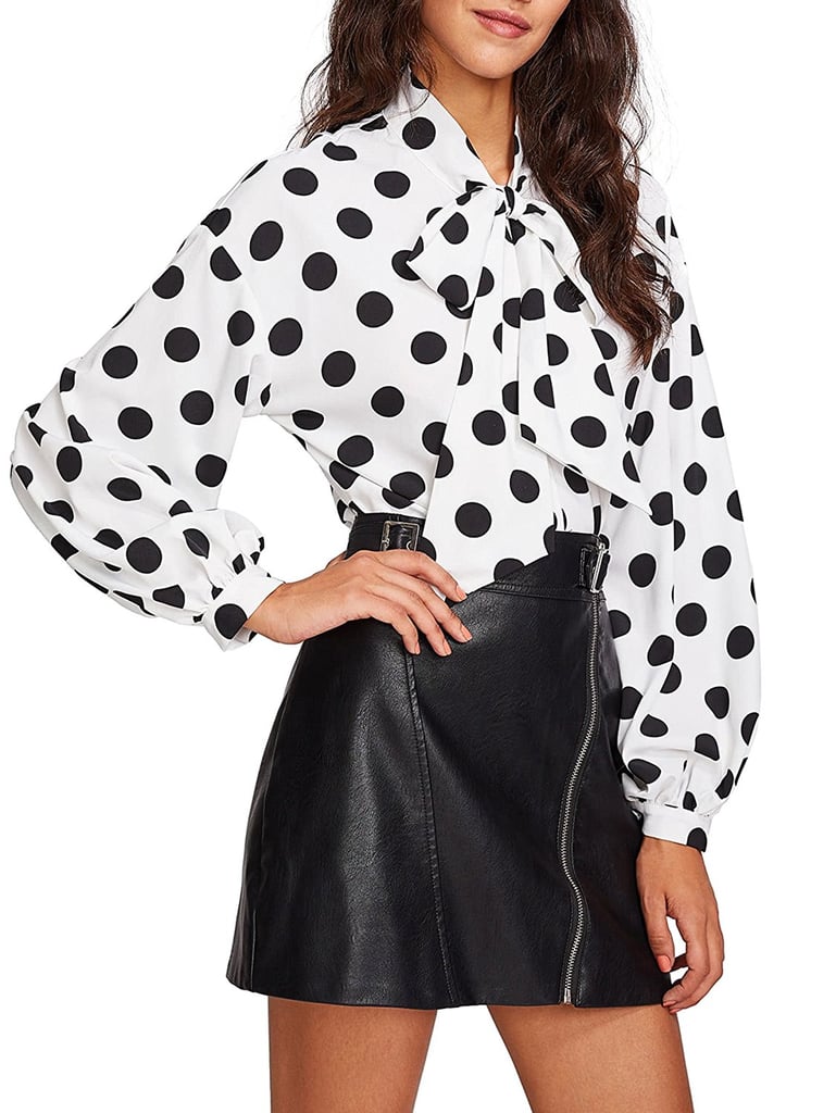 Floerns Long Sleeve Polka Dot Blouse